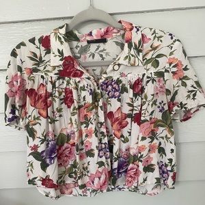 Cropped floral urban outfitters button down size small